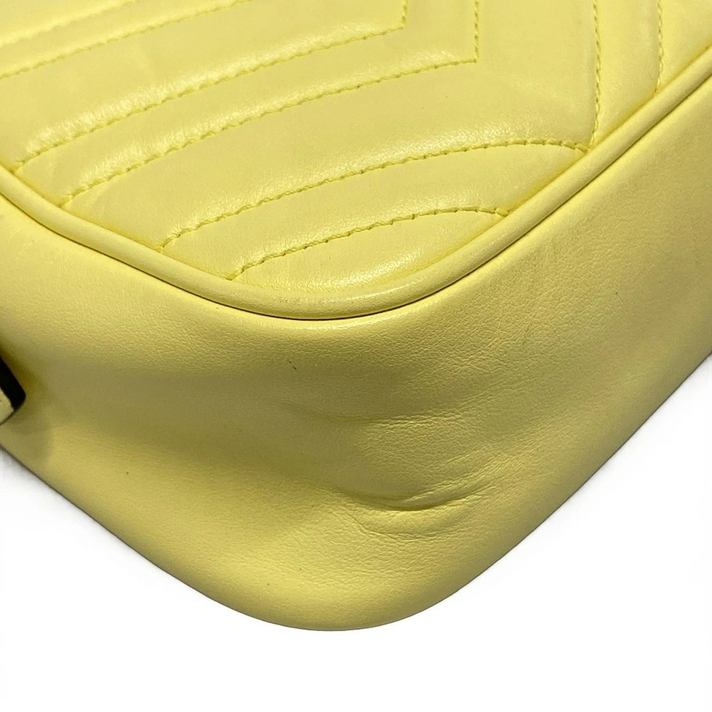 GUCCI GG Marmont Shoulder Bag Chain Yellow Leather - Picture 6 of 7